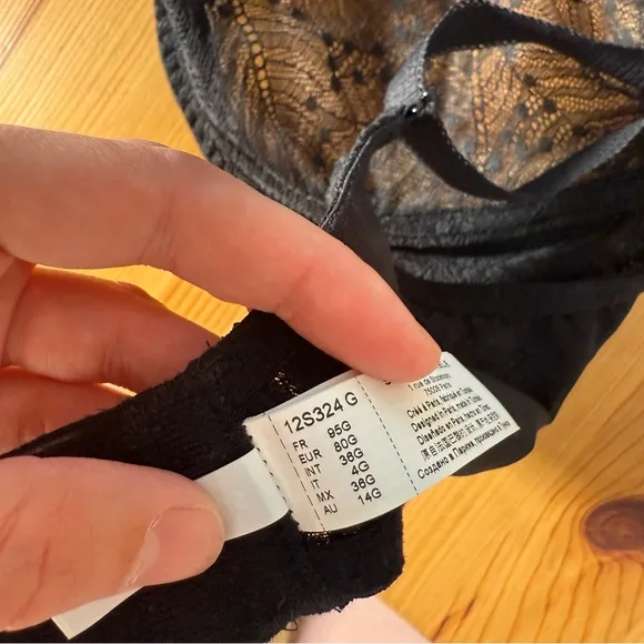 NWT Simone Pearle Black Lace Bra 36 G