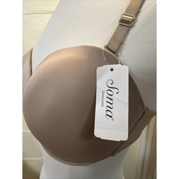 NWT Soma Stunning Starlet Strapless Bra In Soft Tan 36C Underwire Padded