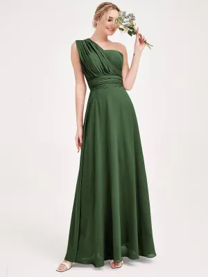 Olive Convertible Chiffon Bridesmaid Dress Wrap Floor Length Gown