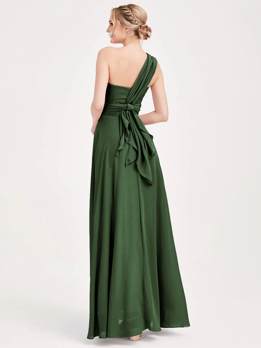 Olive Convertible Chiffon Bridesmaid Dress Wrap Floor Length Gown