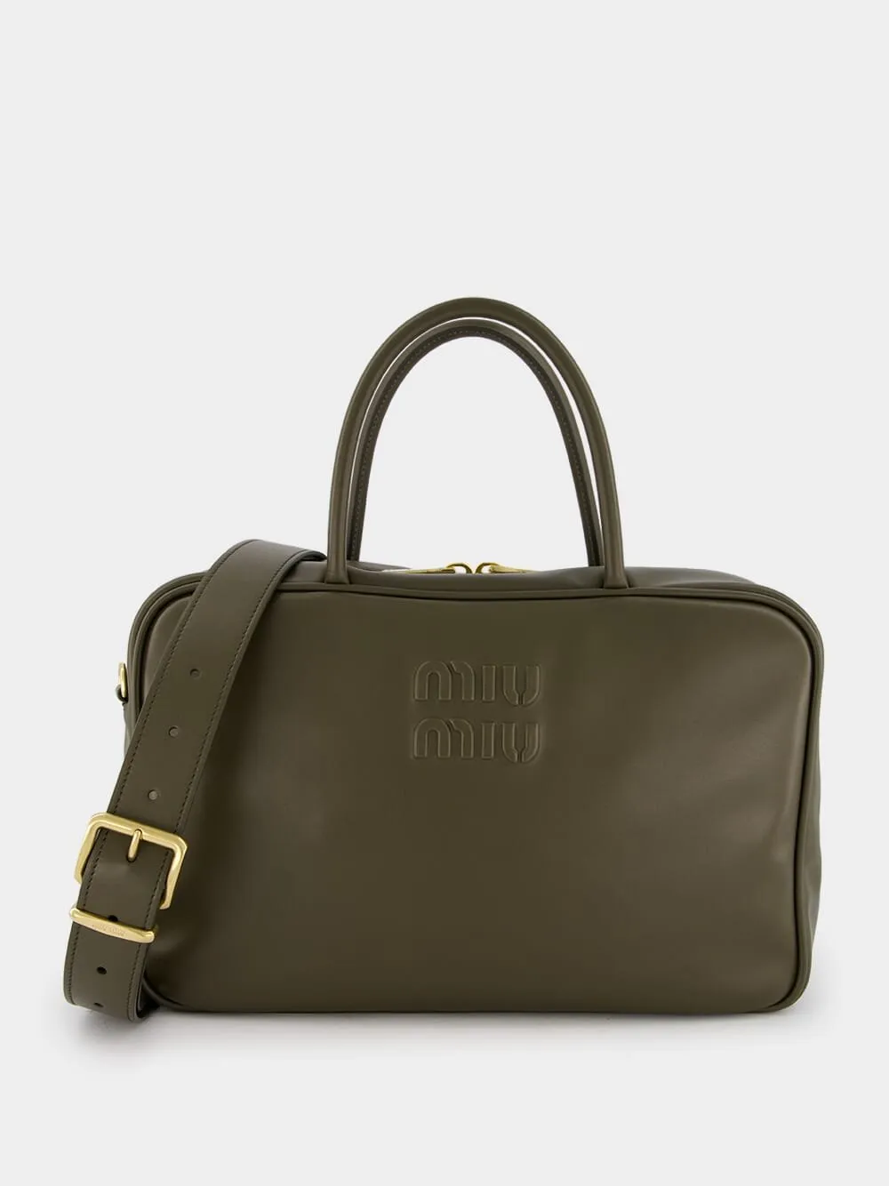Olive Leather Top-Handle Bag