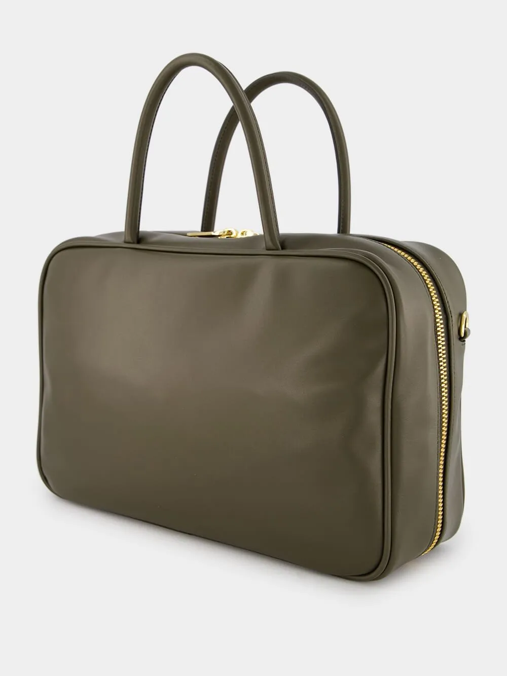 Olive Leather Top-Handle Bag