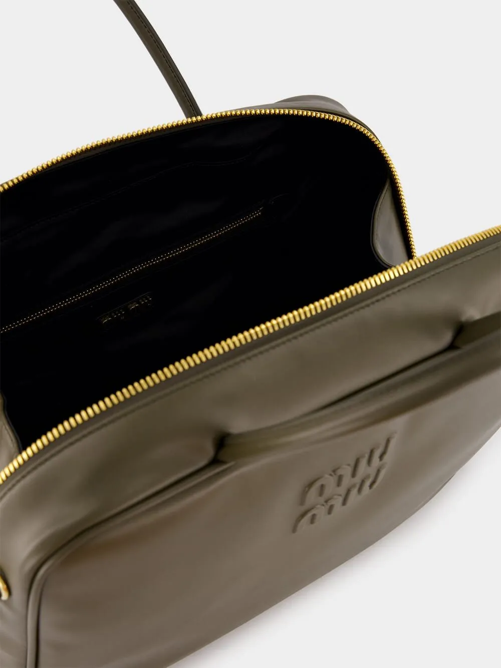 Olive Leather Top-Handle Bag