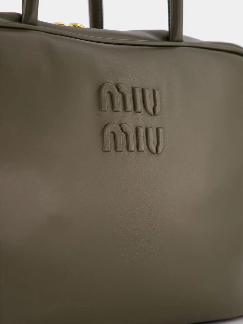 Olive Leather Top-Handle Bag