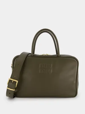 Olive Leather Top-Handle Bag
