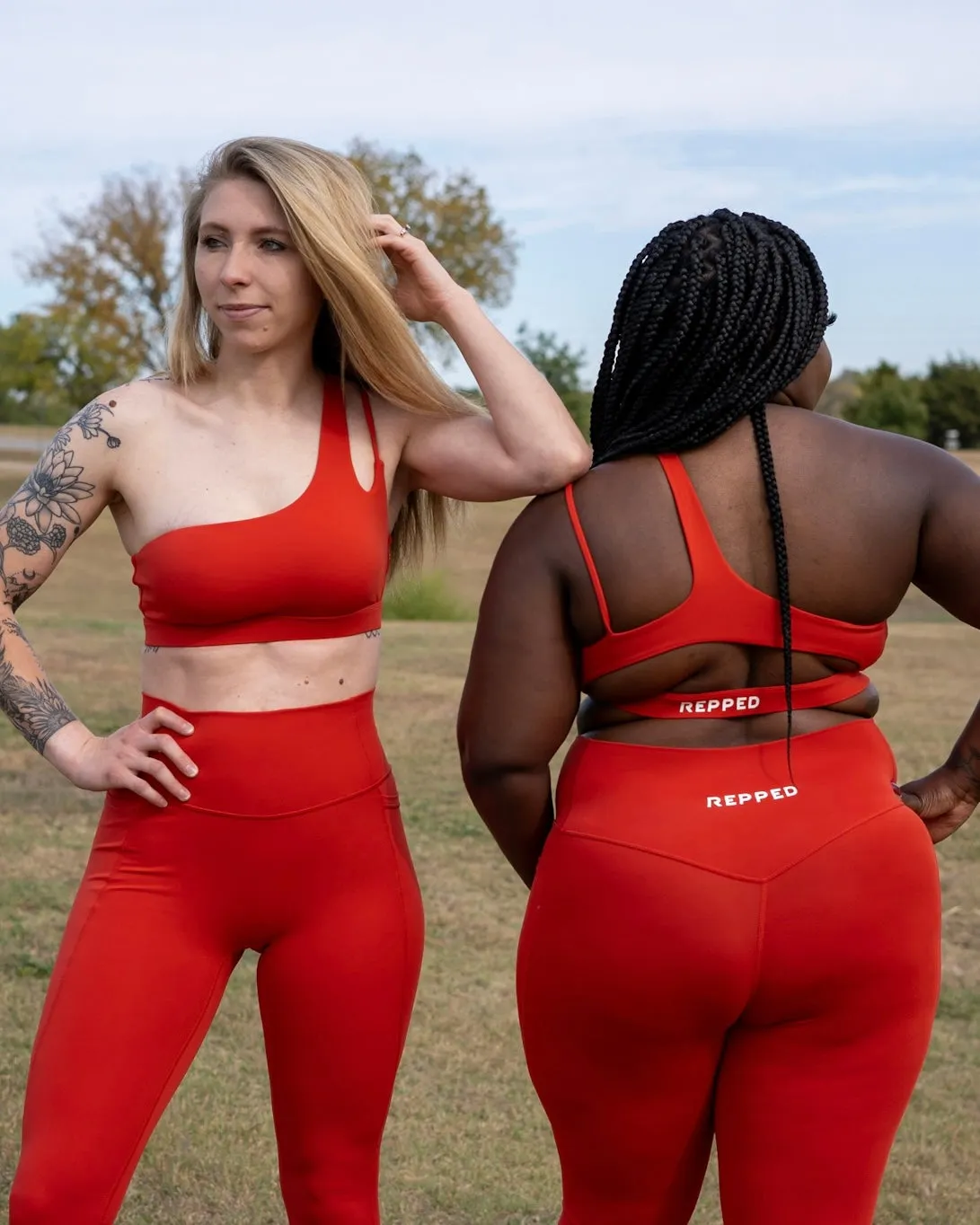 One Shoulder Sports Bra- Cherry Red