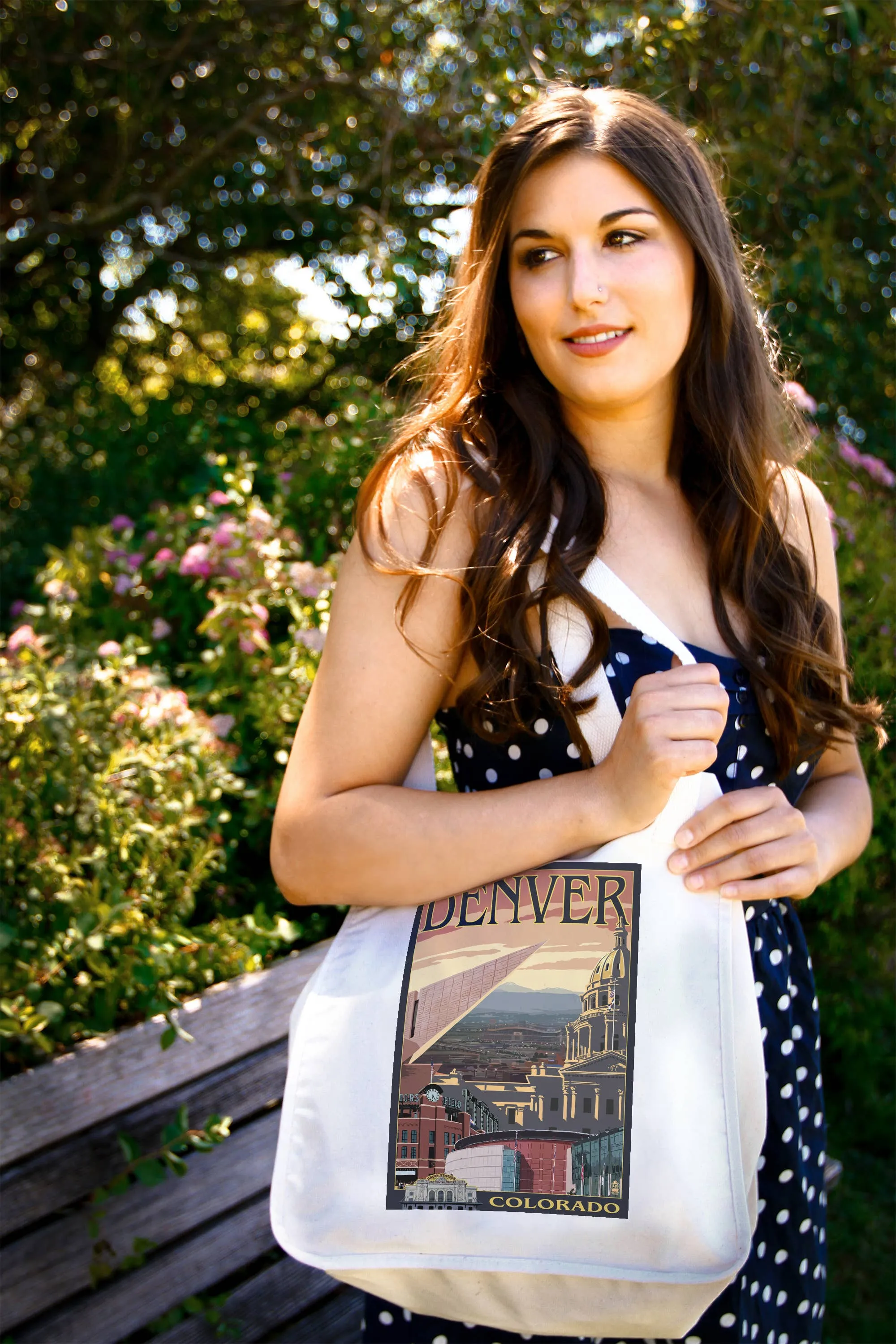 ORGANIC TOTE BAG Denver, Colorado, Skyline View