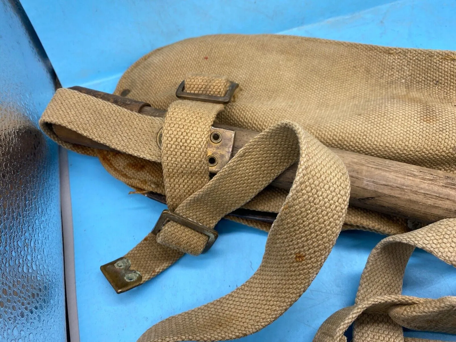 Original WW2 British Army Canvas Handle, Carrier & 1944 Dated Helve with Strap