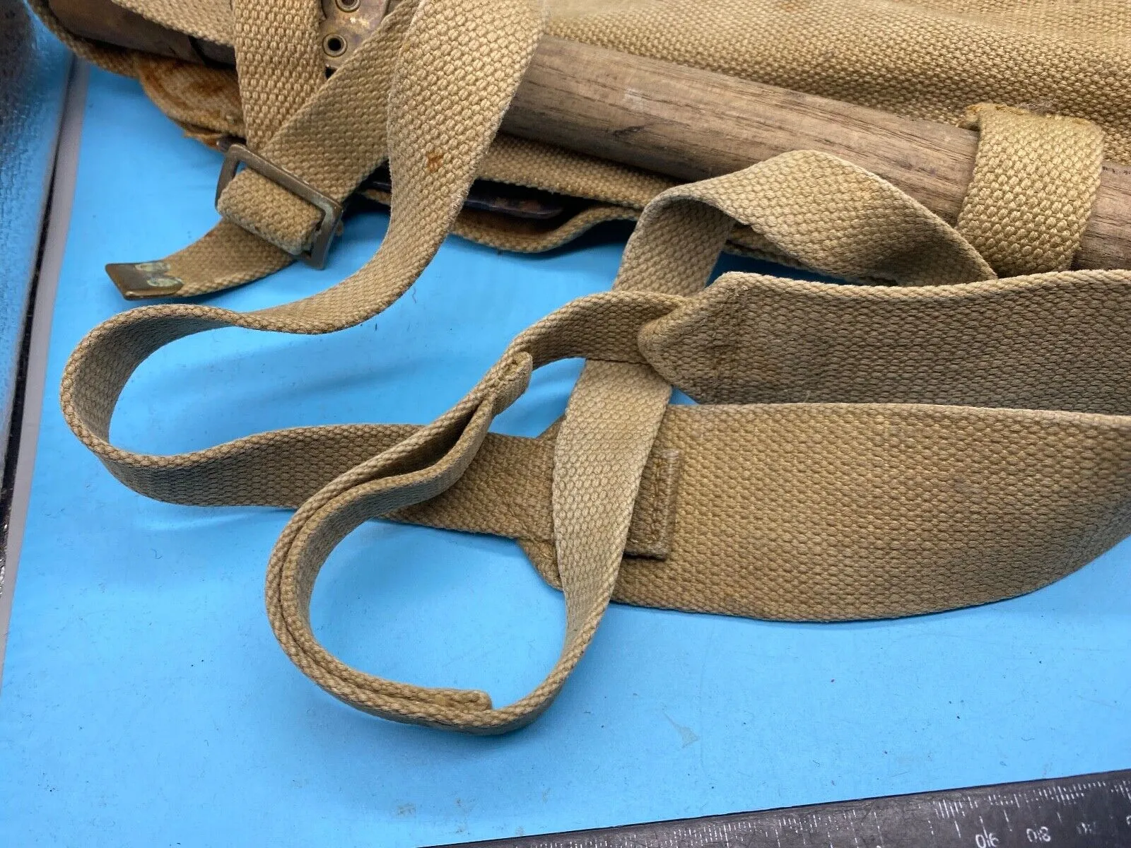Original WW2 British Army Canvas Handle, Carrier & 1944 Dated Helve with Strap