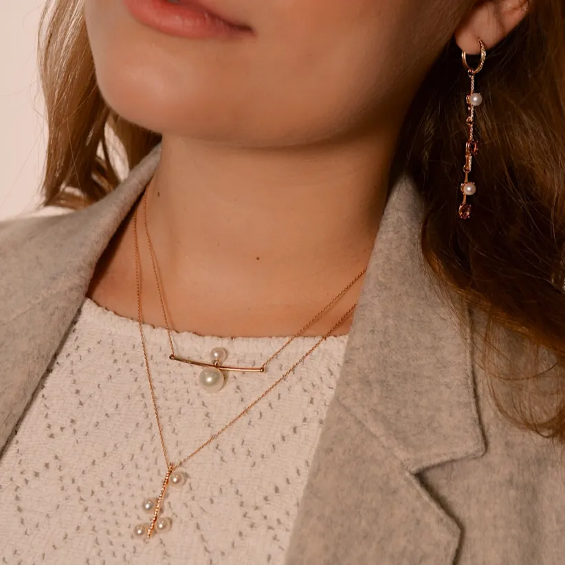 OWN Your Story Pavé Bar Pearl Droplet Necklace