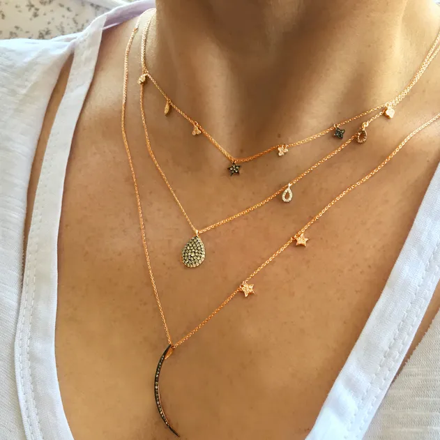 OWN Your Story Sliver Diamond Moon with Stars Pendant