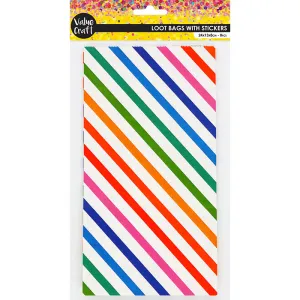 PAPER LOOT BAGS W STICKERS STRIPE 8PC