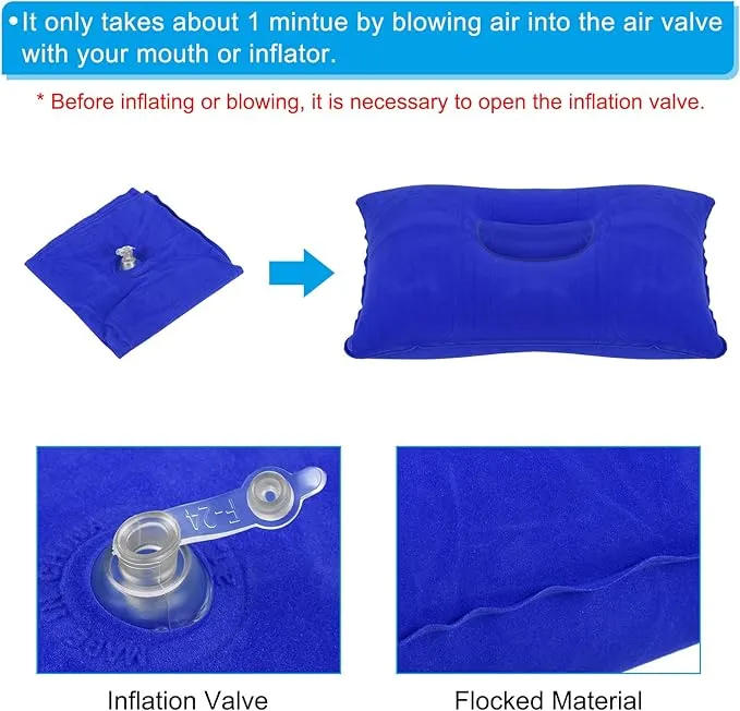 PATIKIL Inflatable Pillow, 3 Pack Ultralight Camping Travel Pillow Desk Rest Neck Support for Hiking Backpacking Office, Dark Blue