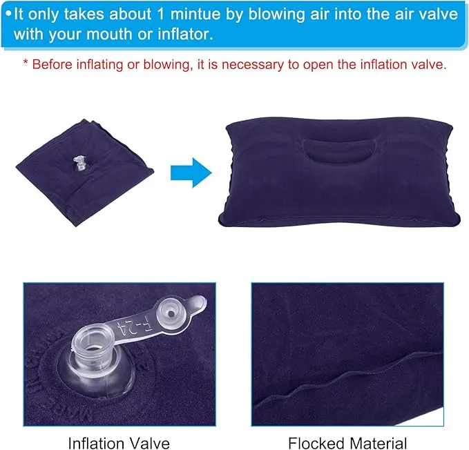 PATIKIL Inflatable Pillow, 3 Pack Ultralight Camping Travel Pillow Desk Rest Neck Support for Hiking Backpacking Office, Dark Purple