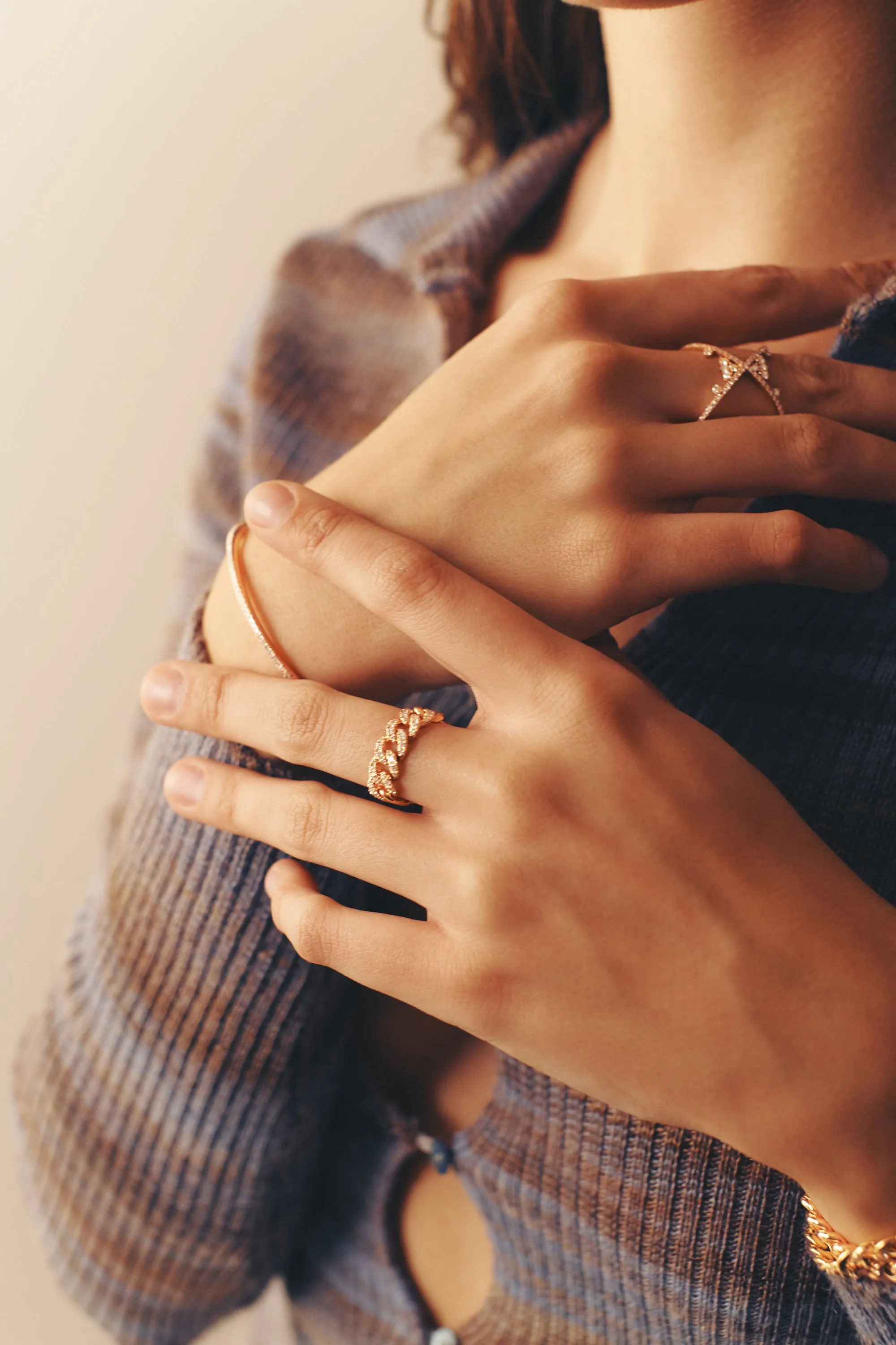 Pave Full Set Diamond Chain Link Ring