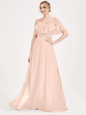 Pearl Pink 3 Ways Chiffon Convertible Bridesmaid Dress with Sleeve