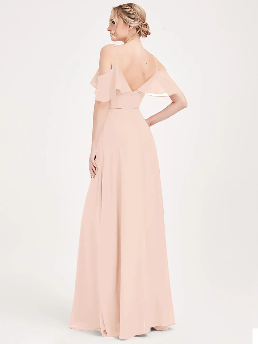 Pearl Pink 3 Ways Chiffon Convertible Bridesmaid Dress with Sleeve