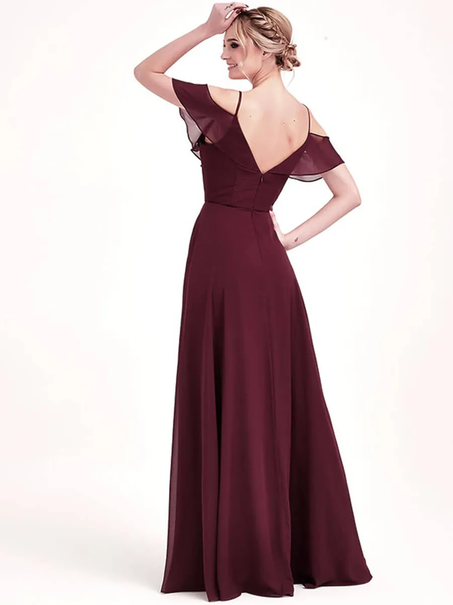 Pearl Pink 3 Ways Chiffon Convertible Bridesmaid Dress with Sleeve