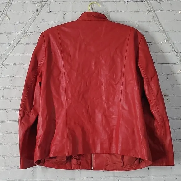 Pendleton Plus 90s Vintage Chili Pepper Red Full Zip Leather Jacket Coat Oregon