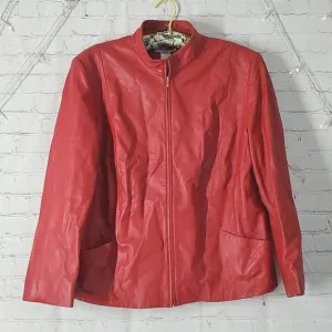 Pendleton Plus 90s Vintage Chili Pepper Red Full Zip Leather Jacket Coat Oregon