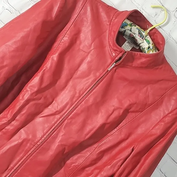 Pendleton Plus 90s Vintage Chili Pepper Red Full Zip Leather Jacket Coat Oregon