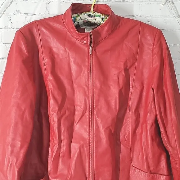 Pendleton Plus 90s Vintage Chili Pepper Red Full Zip Leather Jacket Coat Oregon
