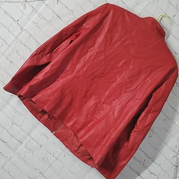 Pendleton Plus 90s Vintage Chili Pepper Red Full Zip Leather Jacket Coat Oregon