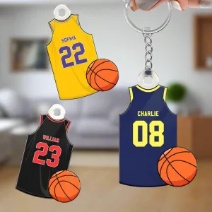 Personalized Basketball Jersey Keychain – Custom Sports Gift