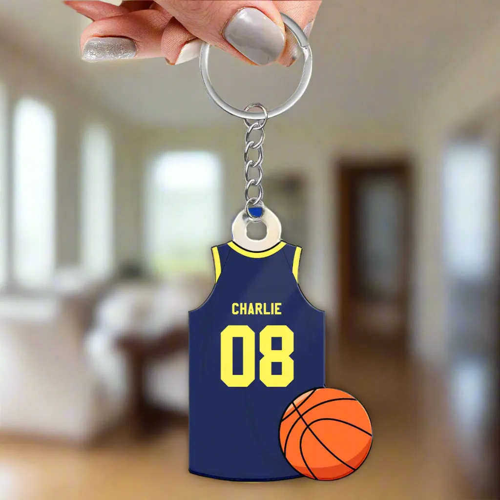Personalized Basketball Jersey Keychain – Custom Sports Gift