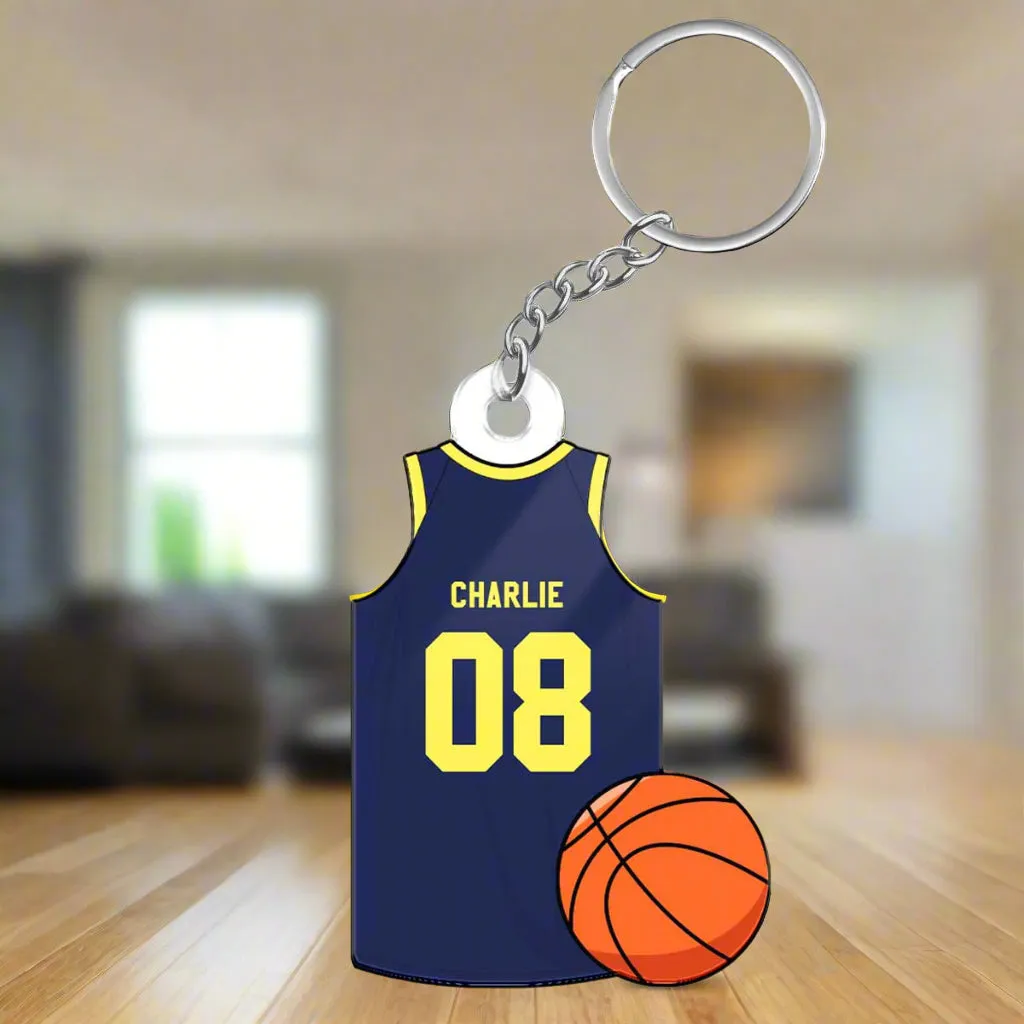 Personalized Basketball Jersey Keychain – Custom Sports Gift