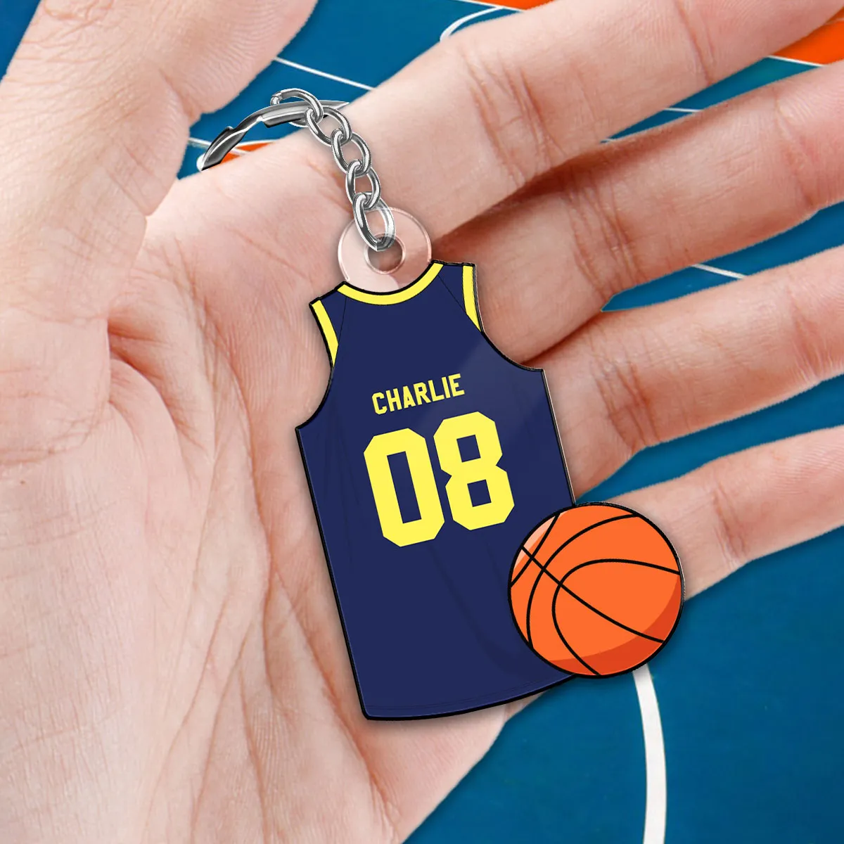 Personalized Basketball Jersey Keychain – Custom Sports Gift
