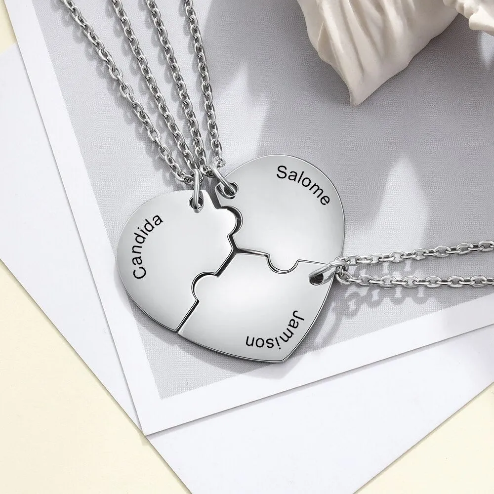 Personalized Stainless Steel 3 Names Engraved Necklace