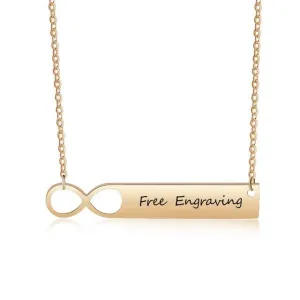 Personalized Stainless Steel Infinity Necklace with Custom Name Bar Pendant, Jewelry Gift for Mom