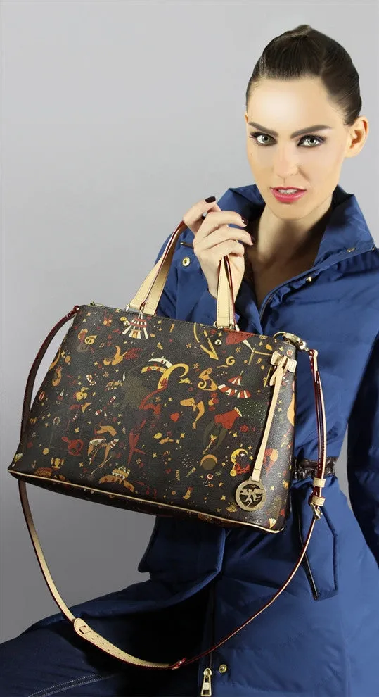 Piero Guidi Magic Circus - 14 x 9 in. Brown or Black Handbag