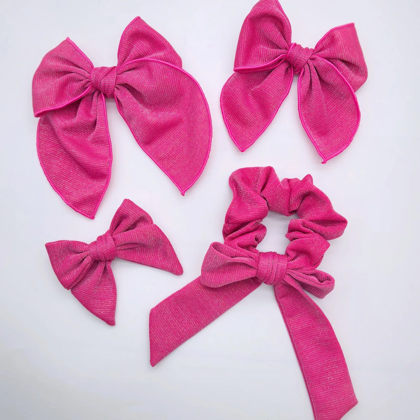 Pink and Red Solids Bow Strip and Scrunchie Collection