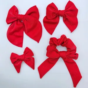 Pink and Red Solids Bow Strip and Scrunchie Collection