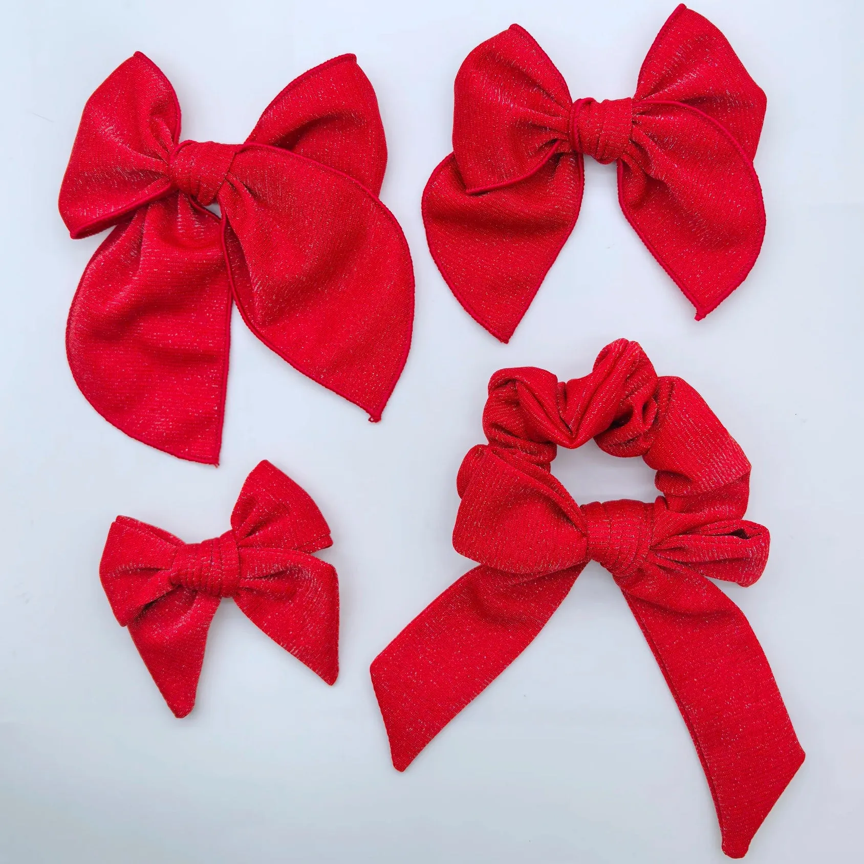Pink and Red Solids Bow Strip and Scrunchie Collection