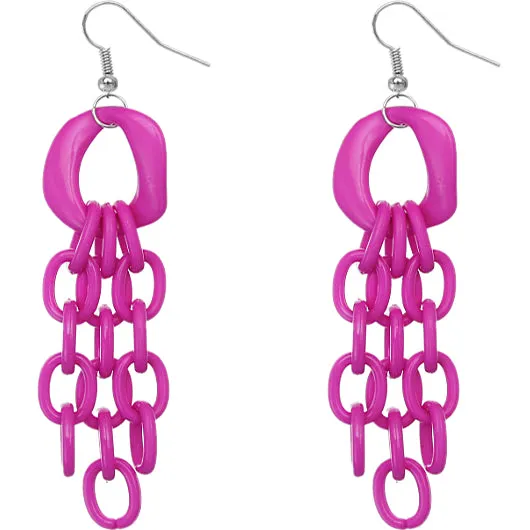 Pink Link Acrylic Dangle Earrings