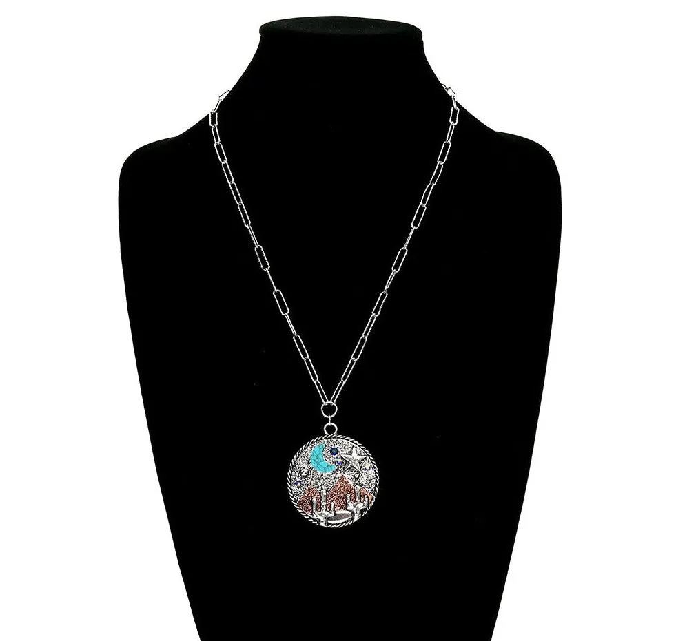 Pink Moon Desert Night Fashion Necklace - 22"
