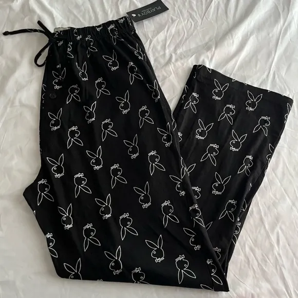 Playboy Y2K Monogram Black Bunny Lounge Pants