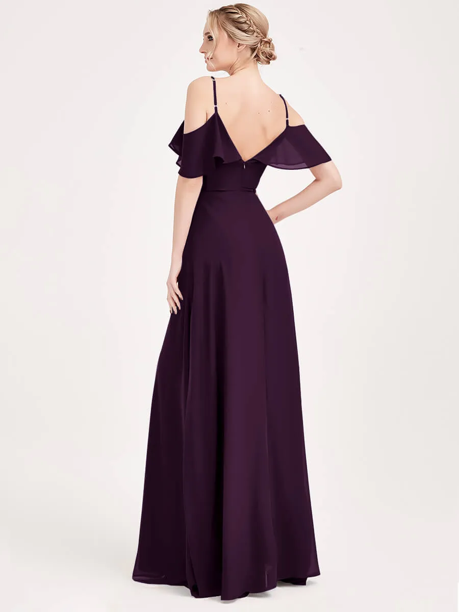 Plum 1 Of 3 Ways Chiffon Convertible Bridesmaid Dress with Sleeve