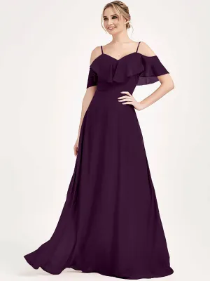 Plum 1 Of 3 Ways Chiffon Convertible Bridesmaid Dress with Sleeve