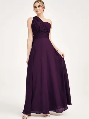 Plum Convertible Chiffon Bridesmaid Dress Wrap Floor Length Gown