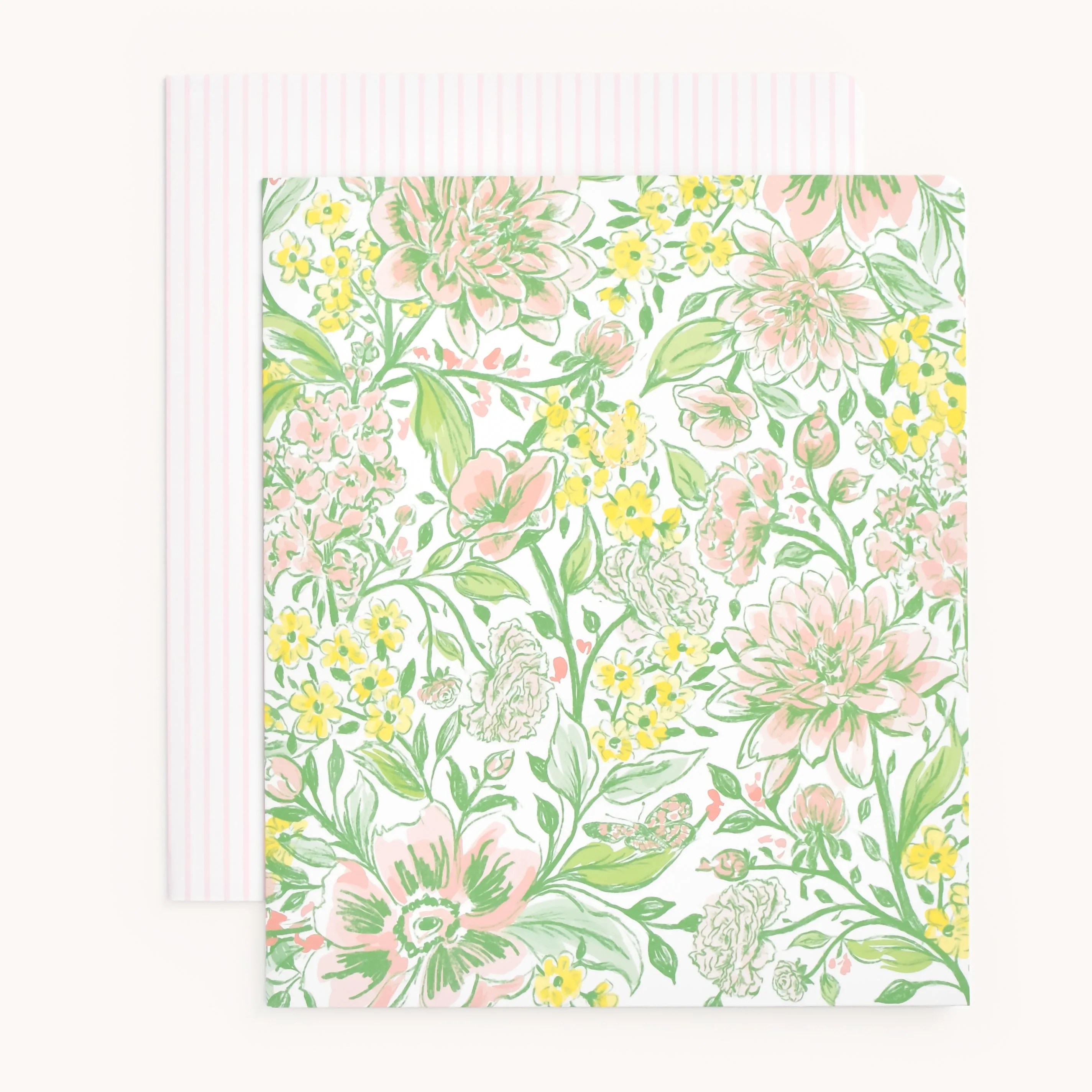 Pocket Folder Set - Butterfly Garden & Pink Pinstripe
