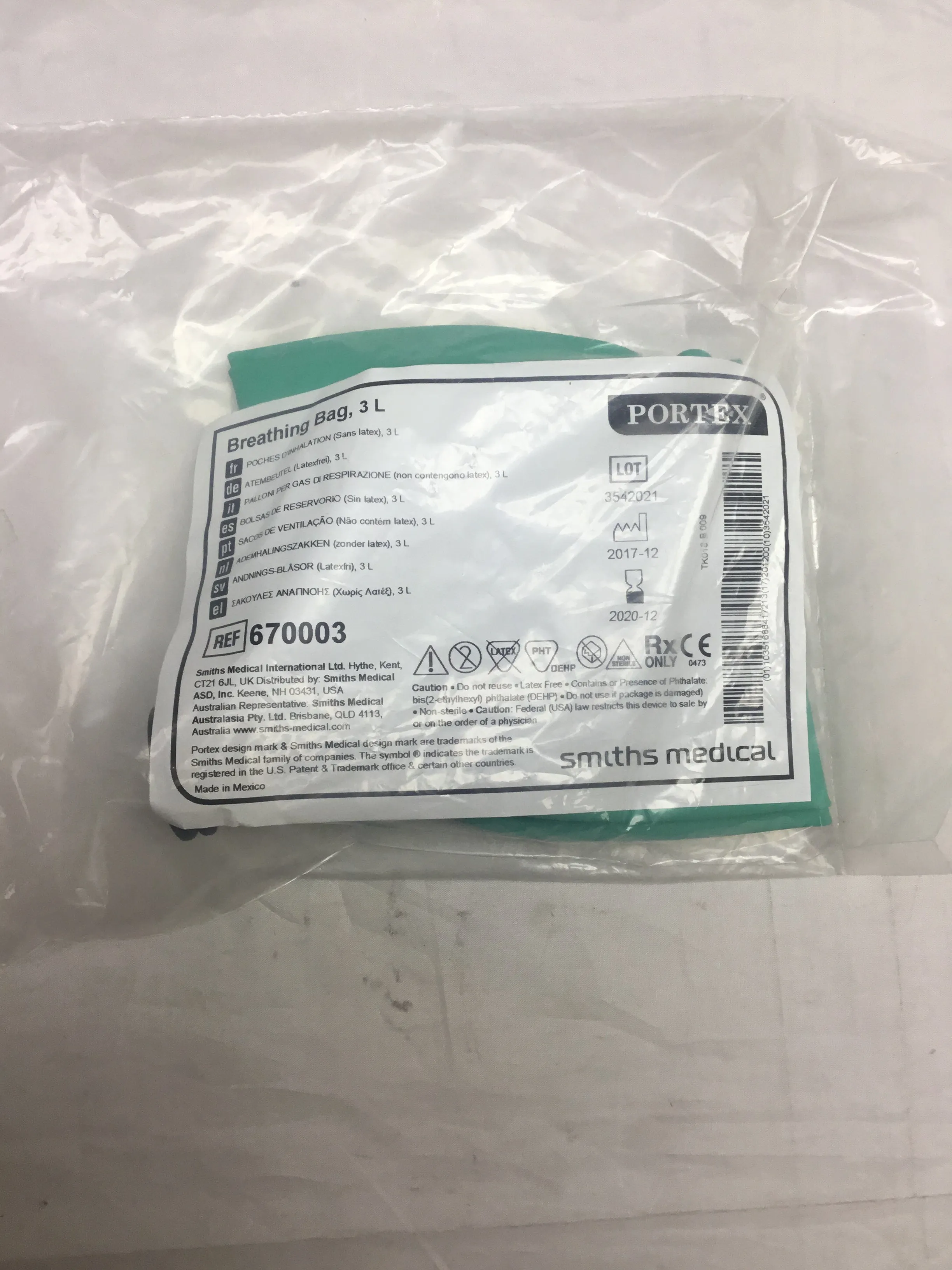 Portex Breathing Bag 3L