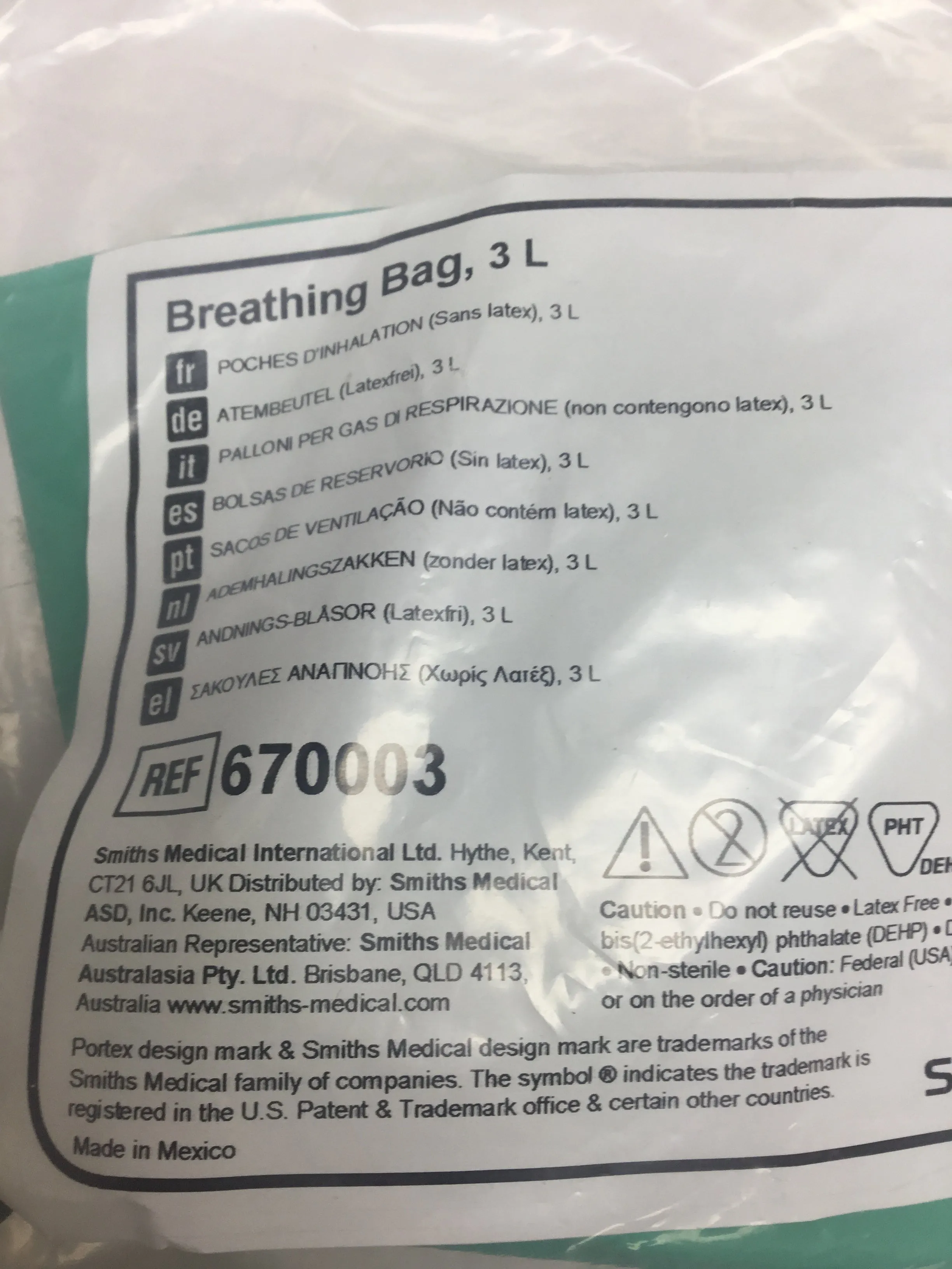 Portex Breathing Bag 3L