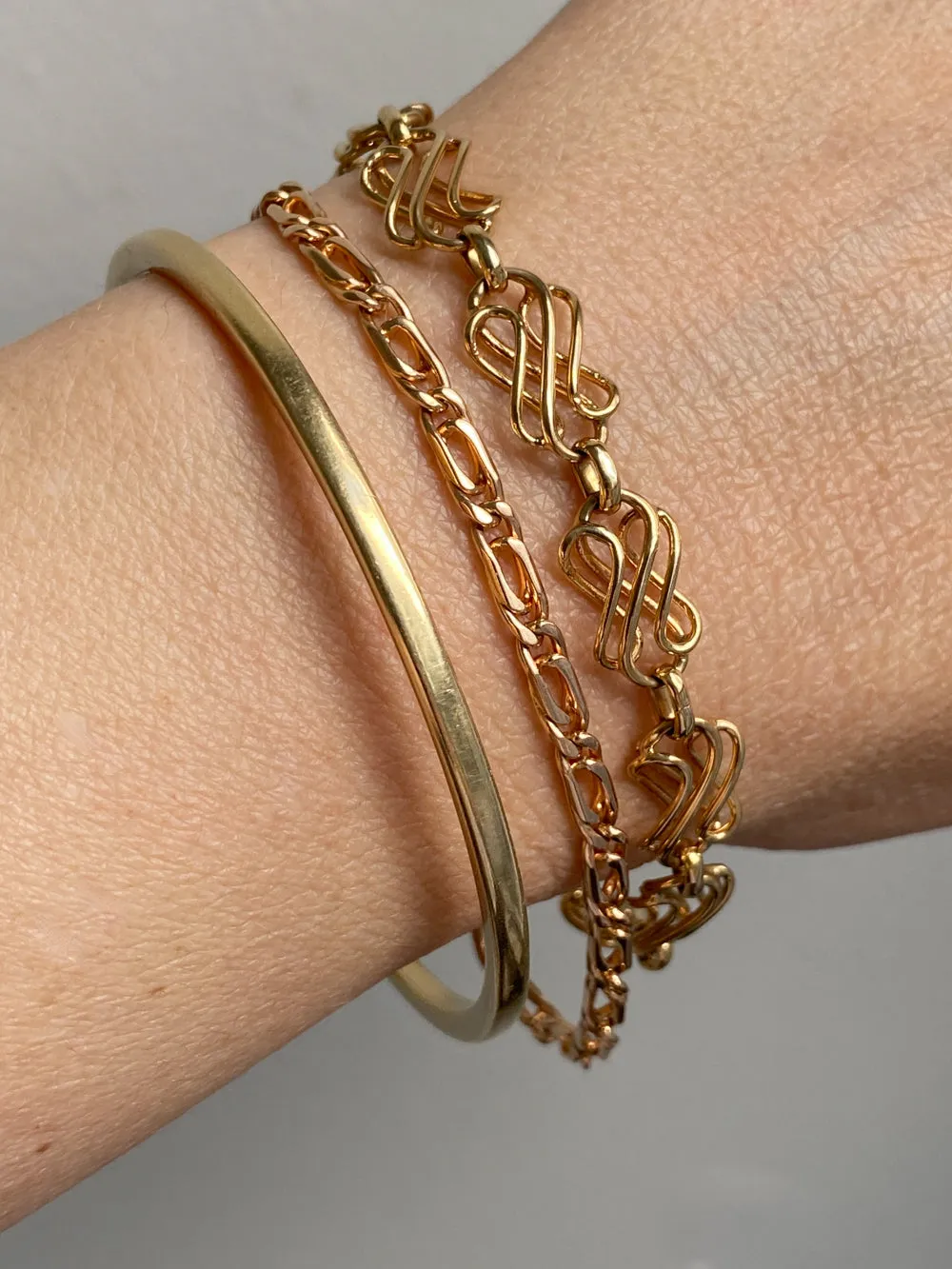 Portuguese Vintage 19.2 Karat Rose Gold Unique Oblong Curb Link Bracelet - 8 inch length