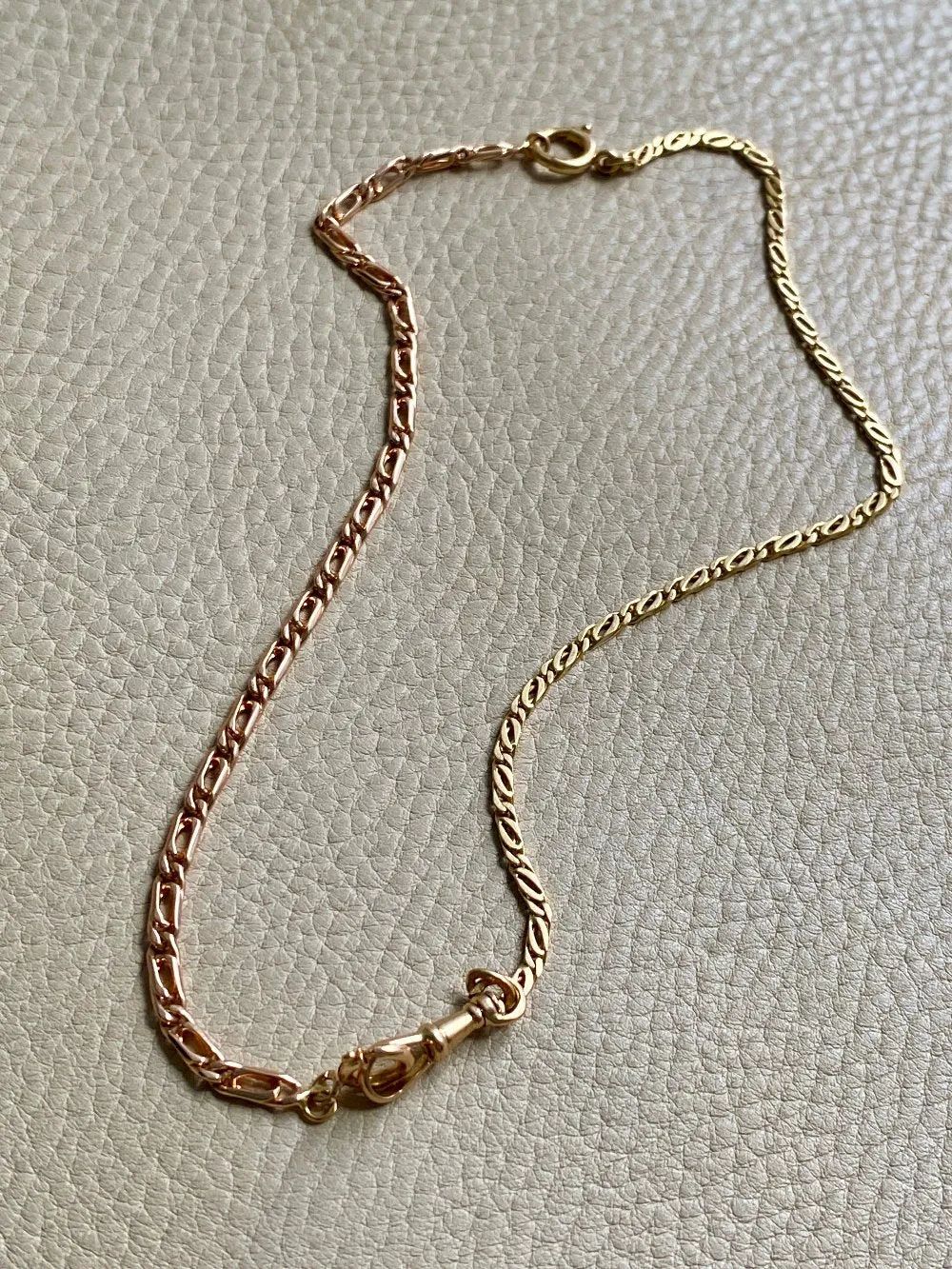 Portuguese Vintage 19.2 Karat Rose Gold Unique Oblong Curb Link Bracelet - 8 inch length