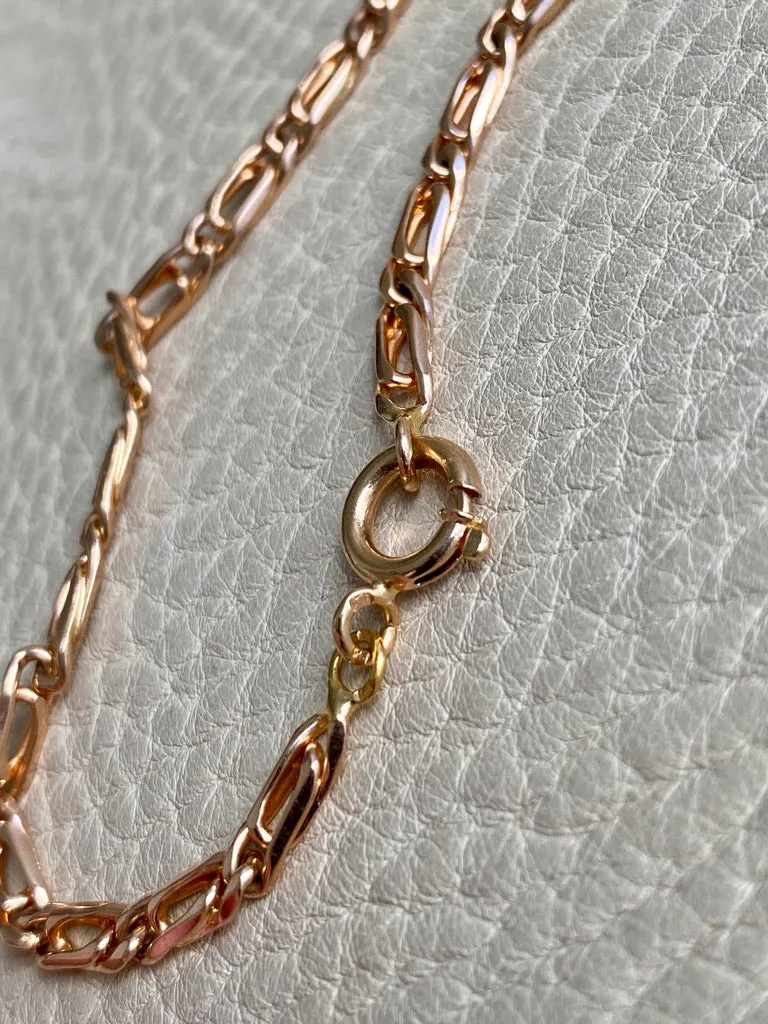Portuguese Vintage 19.2 Karat Rose Gold Unique Oblong Curb Link Bracelet - 8 inch length