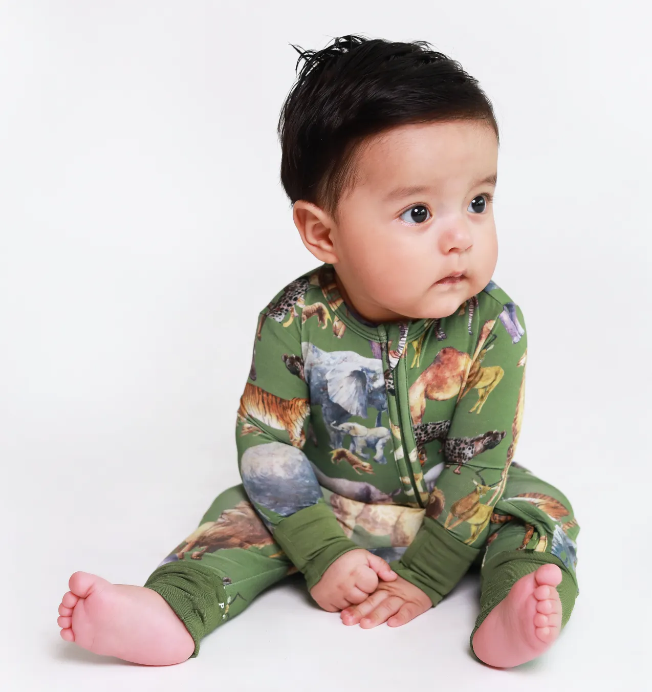 Posh Peanut Convertible Baby Romper Baby Zippered One Piece in Posh Safari